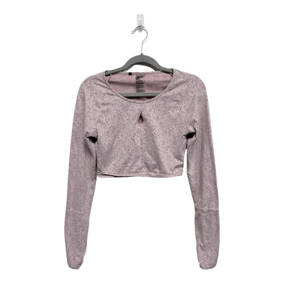Gymshark Adapt Fleck Seamless Long Sleeve Crop Top Keyhole Mauve Size Medium - Picture 1 of 6